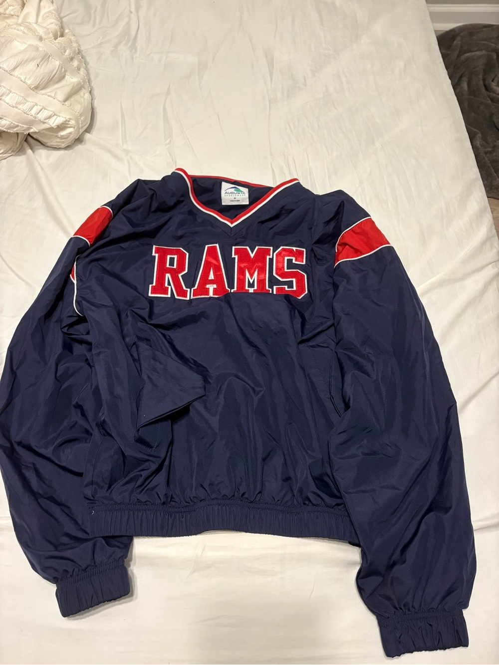 Augusta Sportswear Navy and Red RAMS Varsity Jacket